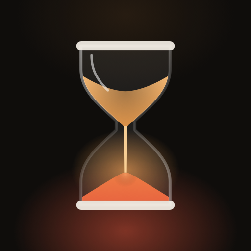 The Furlough app icon: a glass hourglass with glowing sand